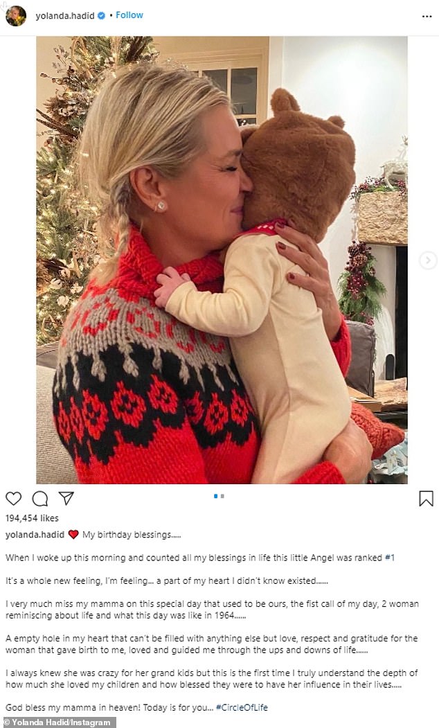 Show love, even bittersweet: Former Real Housewives of Beverly Hills star Yolanda took to her Instagram to celebrate her birthday on Monday, along with a photo showing her holding a totem