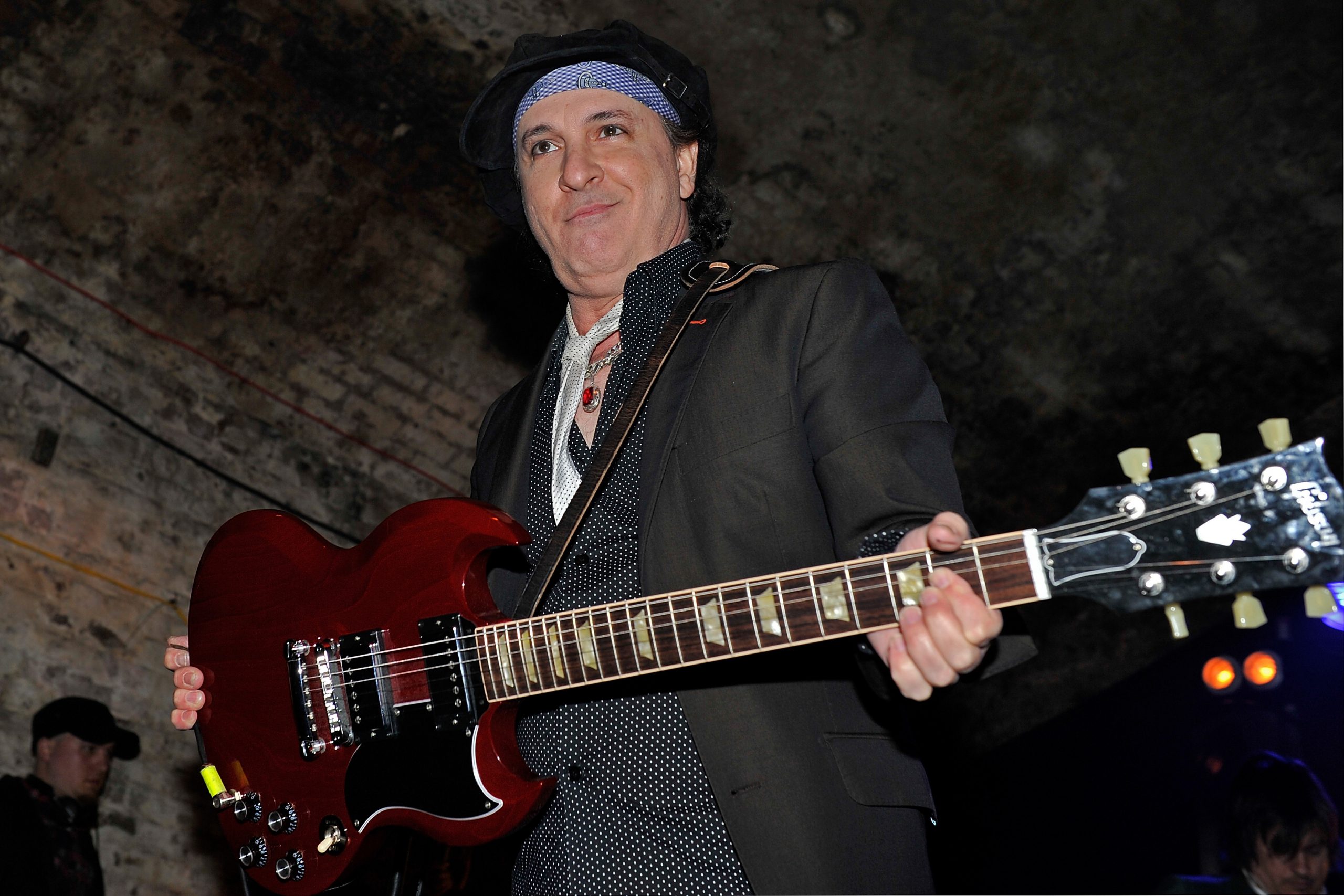 Sylvain Sylvain of the New York Dolls performs at Old Vic Tunnels on March 30, 2011 in London, England. (Photo by Matt Kent/WireImage)